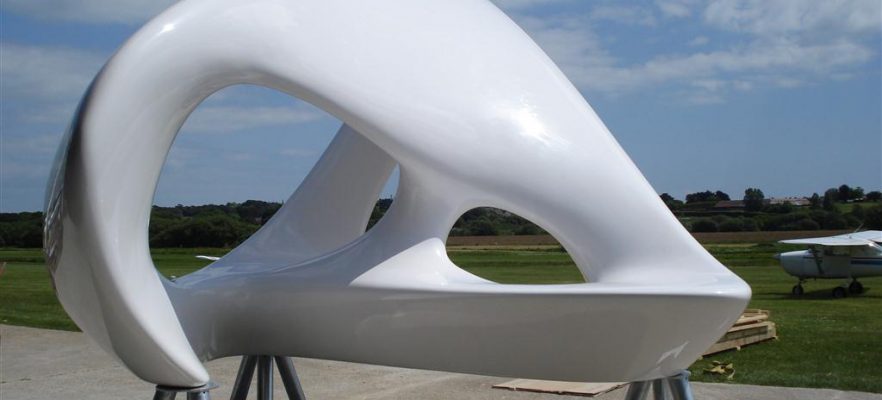 Zaha Hadid Sculpture outside factory prior to shipment to Hong Kong