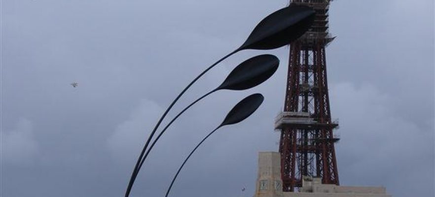 Dune Grass Blackpool Showing all four spars on Blackpool seafront flexing in a strong wind