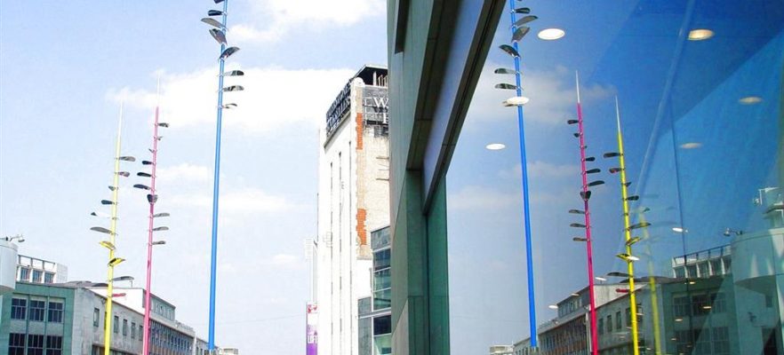 Birmingham Lightwands Showing all three spars at the Bullring Birmingham